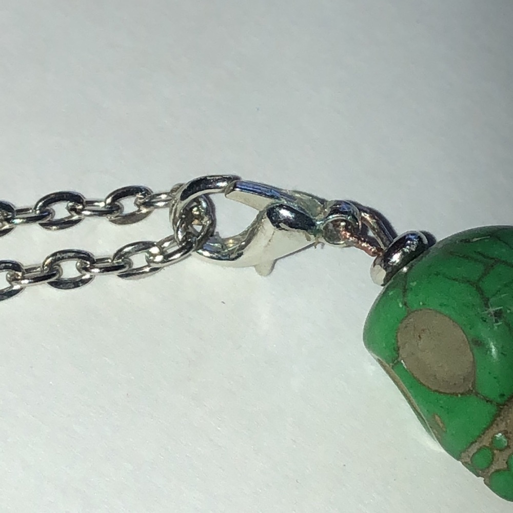 Unique Blue and Green Skull Lady In Dress Boho Pendant Necklace - Picture 6 of 6